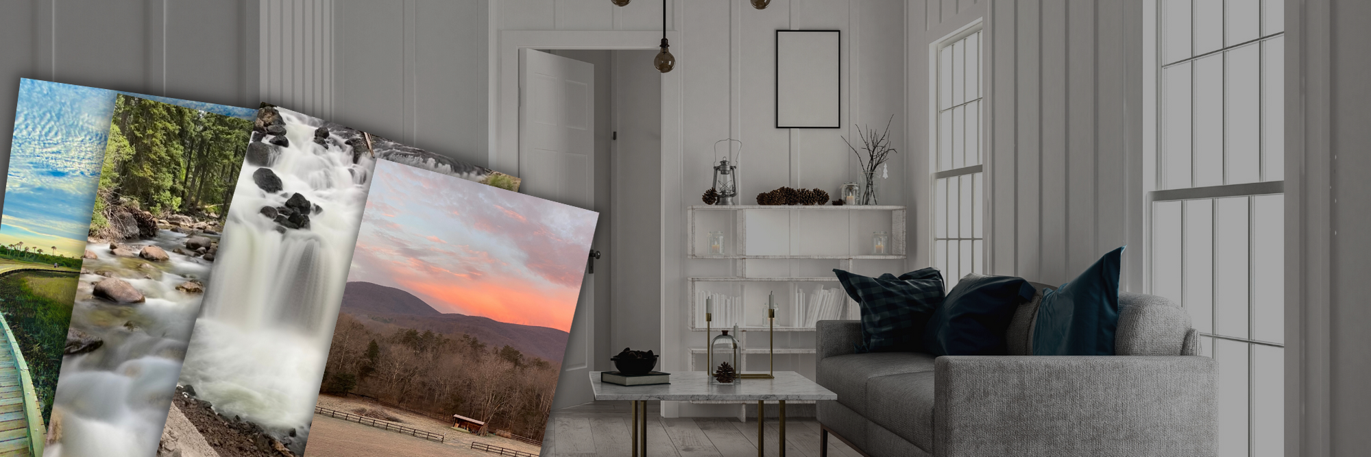 Wall Art Pictures of Mountain Sceneries, Waterfalls, Farms and more