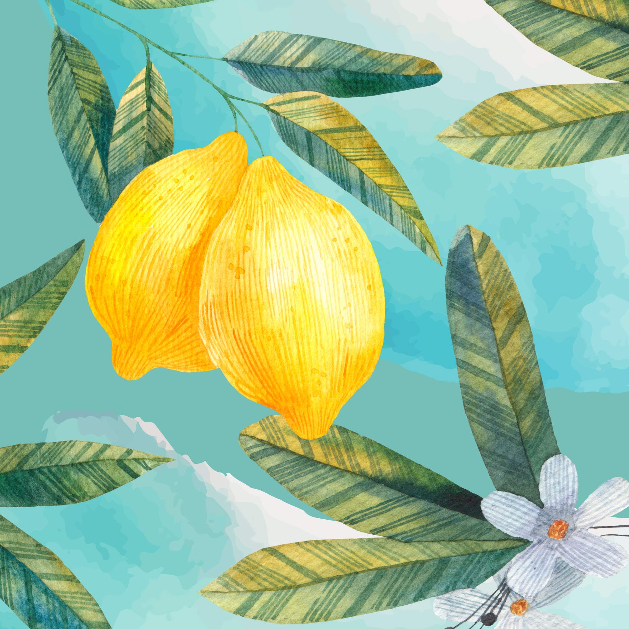 Abstract Lemon Flower Wall Art